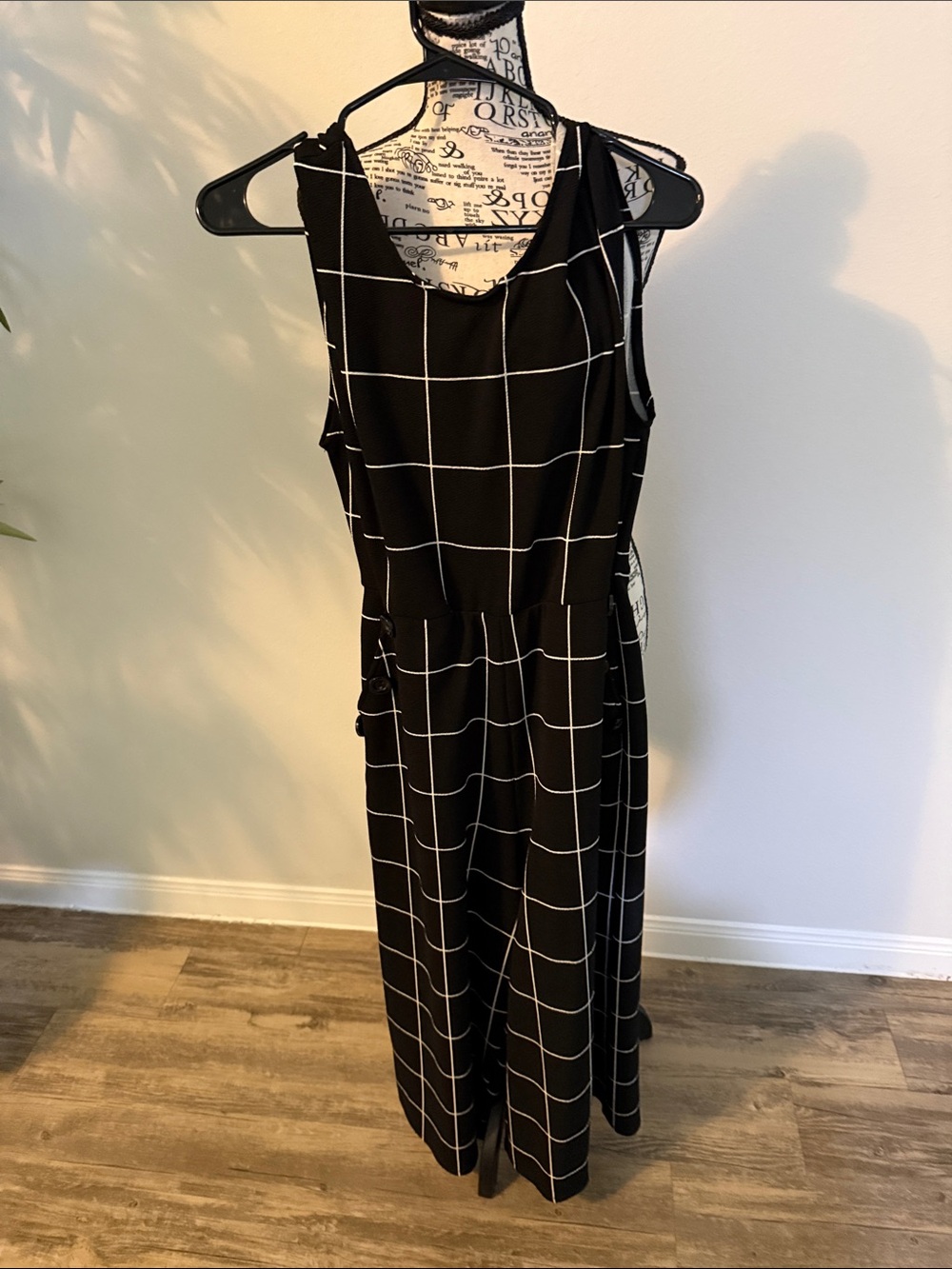 Sleeveless Black Grid Jumpsuit